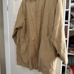 Lightweight Tan Zip-Front Jacket linen rain jacket
